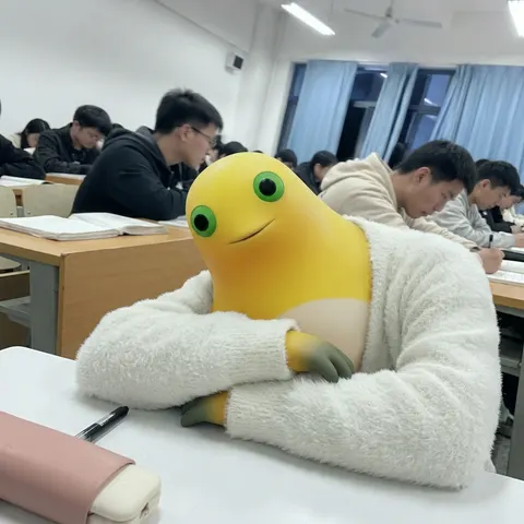 将我上传的图片中的图2的生物替换为图1的黄色生物，动作和背景和衣物保持图2的的不变